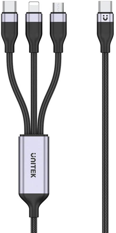 Unitek USB 3 viename įkrovimo laidas juodas