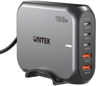 „Unitek“ 2xUSB-A 3xUSB-C GAN 188W