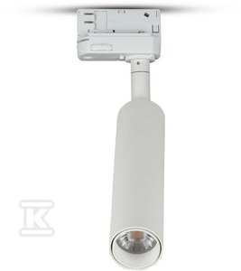 15W LED šviestuvas į 3 fazių bėgelius, baltu korpusu, 5000K, SAMSUNG LED chip