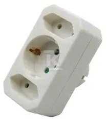 V-tac Trivietis lizdo adapteris, baltas, 2 jungtys su 2,5A, viena - 16A.
