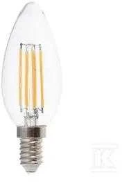 LED filamentinė V-TAC lemputė 4W žvakė C37 E14 3xClick reguliuojamo ryškumo VT-2804 3000K 400lm