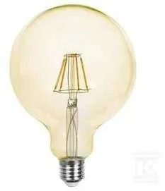 V-tac 12W LED filamentinė lemputė, G125, E27, gintaro sp. stiklu, 2200K