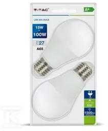15Wx2vnt/pakuotėje LED lemputės V-TAC, A60, E27, termoplastikas, (6400K) šaltai balta