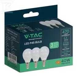 V-tac 4,5W LED lemputė, E14, P45, 3000K, 3vnt. pakuotėje