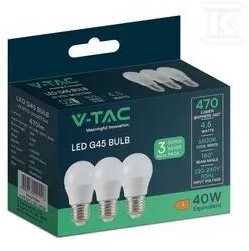 V-tac 4,5W LED lemputė, G45, E27, 6500K, 3vnt. pakuotėje