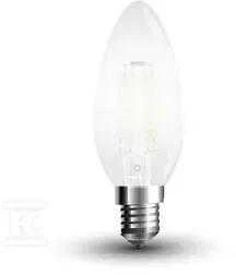 4W LED lemputė V-TAC E14, žvakės formos, matiniu stikliuku, (2700K) šiltai balta