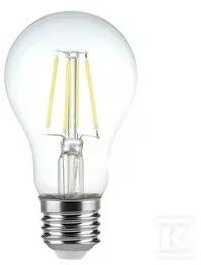 V-tac 4W LED filamentinė lemputė, A60, E27, 6500K
