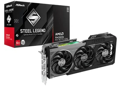 Vaizdo plokštė ASRock Radeon RX 9070 GRE Steel Legend Dark 12GB OC