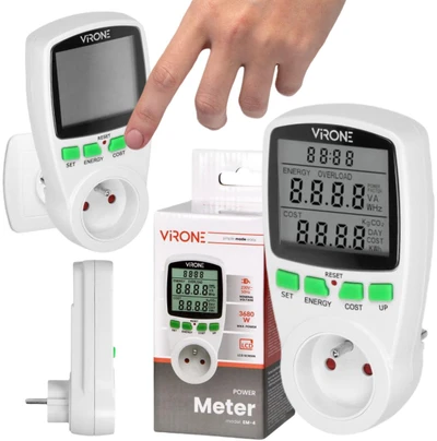 Virone Orno Vieno tarifo vatmetras, energijos skaičiuoklė su LCD ekranu, vieno tarifo, įmontuota baterija