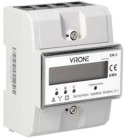 Orno 3 fazių elektros suvartojimo indikatorius, 80A, 3 moduliai, DIN TH-35mm