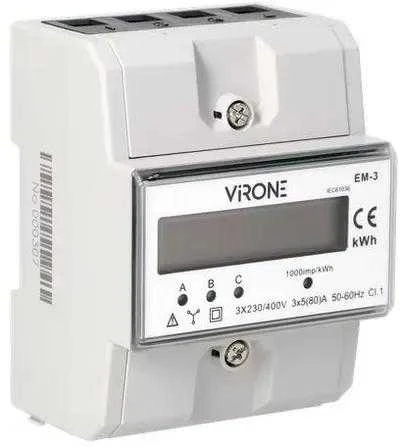 Orno 3 fazių elektros suvartojimo indikatorius, 80A, 3 moduliai, DIN TH-35mm