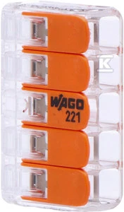 Laidų jungtis - 5 laidams - nuo 12AWG iki 24AWG - skaidrus korpusas - WAGO