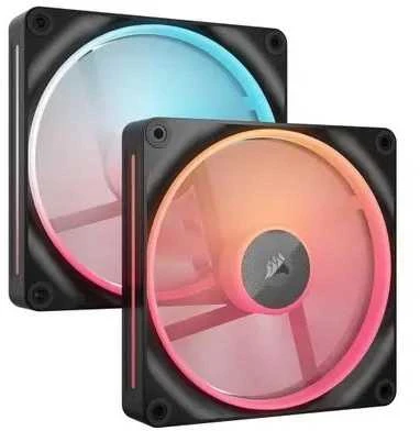 Corsair iCUE Link LX140-R RGB korpuso ventiliatorius, PWM – 2er-Pack, 140mm, juodos spalvos