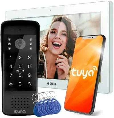 EURA VDP-86A3 vaizdo domofonas – 10 colių baltas monitorius TUYA