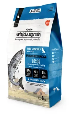 WIEJSKA ZAGRODA Monoprotein lašiša - dry dog food - 6kg