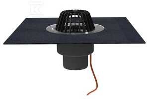 Hl Hutterer Lechner Įlaja vertyikali DN110 su bituminiu flanšu ir integruotu el. šildymo kabeliu (10-30W, 220V)