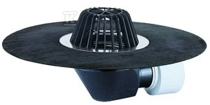 Stogo įlaja DN75/110 su apšildymu(10-30W/230V), bitumine hidroizoliacija,lapų gaudykle(HL64.1H)