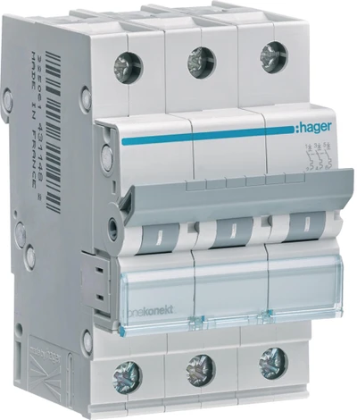Hager miniatiūrinis grandinės pertraukiklis 3P B 16A 6kA AC MBN316E