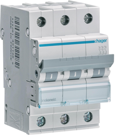 Automatinis jungiklis 6kA, C, 16A, 3P, C16 Hager MCN316E