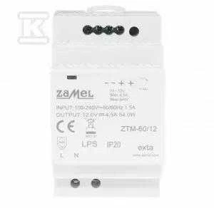 Zamel Perjungiamas maitinimo šaltinis, montuojamas ant TH-35 (DIN) bėgio, 60W, 12V DC tipas: ZTM-60/12 EXT10000283