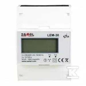 „Zamel“ 3 fazių LCD elektros skaitiklis 100 A 4-MOD LEM-30 (EXT10000235)