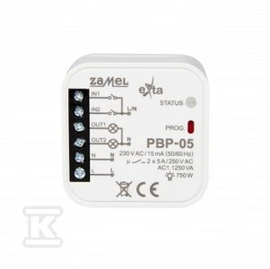 Zamel Bistabil 2 kanalų relė 230 V kintamoji srovė PBP-05 EXT10000254