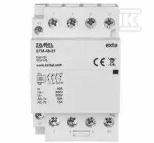 Zamel Modulinis montavimo kontaktorius 40A 3xZ+1R 230V kintamosios srovės tipas: STM-40-31 EXT10000298