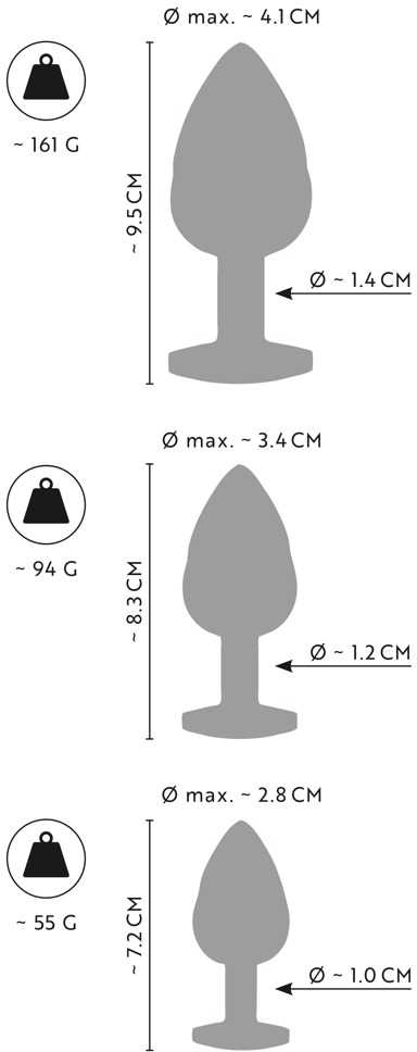 ANOS Metal Butt Plug Set Diamo