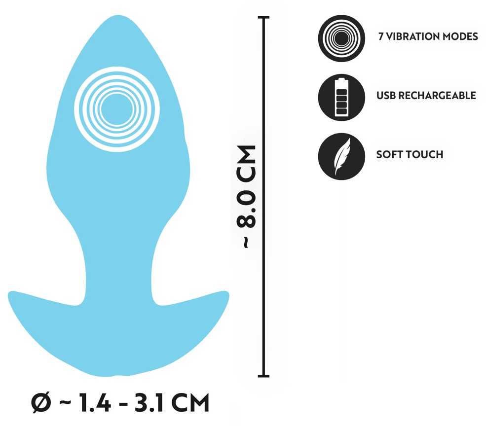 Blue Mėlyna Cuties Vibrating Plug Mėlyna