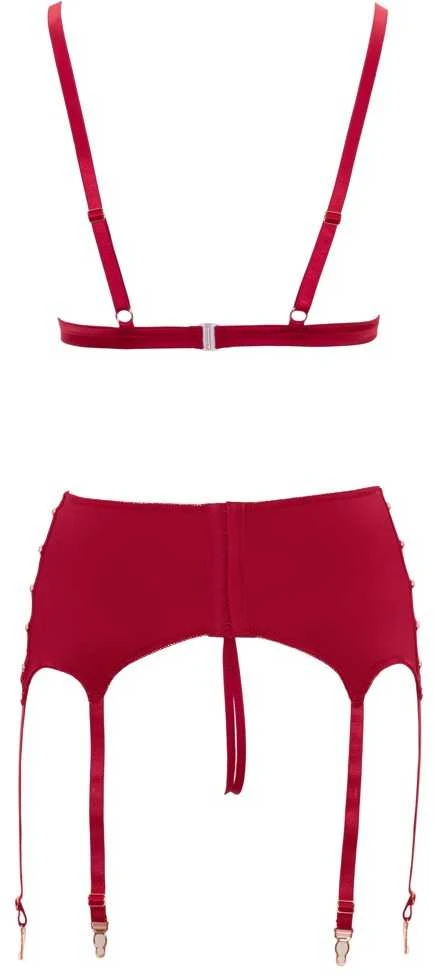 Abierta Fina Bra and Suspender Set Raudona XL