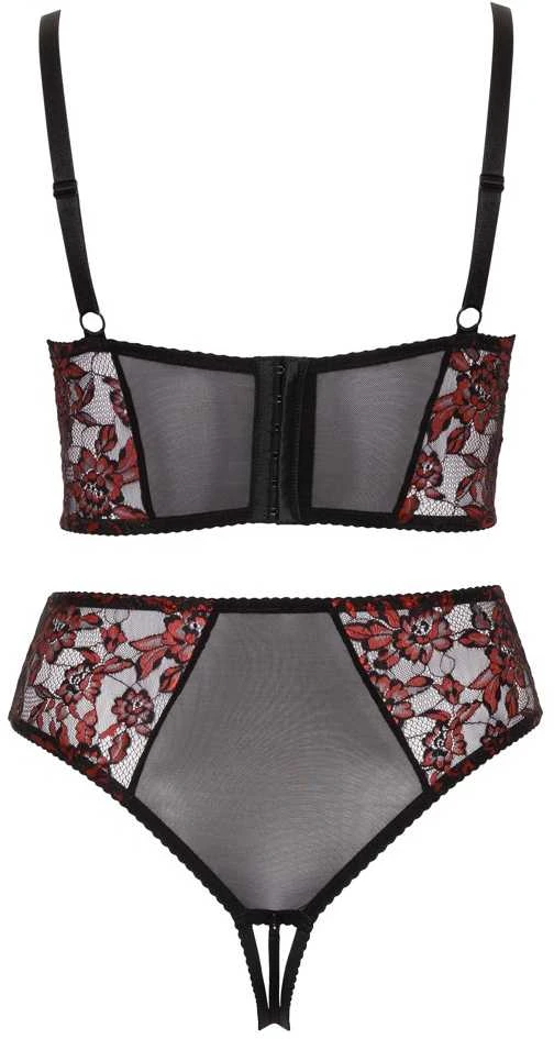 Cottelli Curves Bra Set juodas/red 95D/2XL
