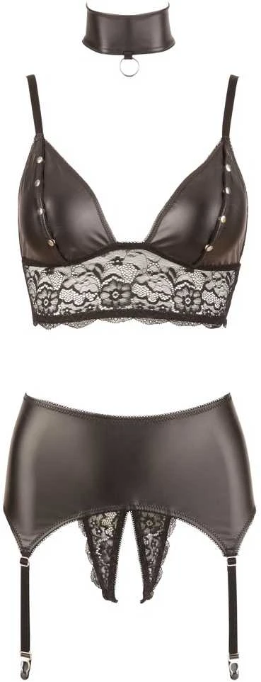 Cottelli Bondage Bra Suspender Set M