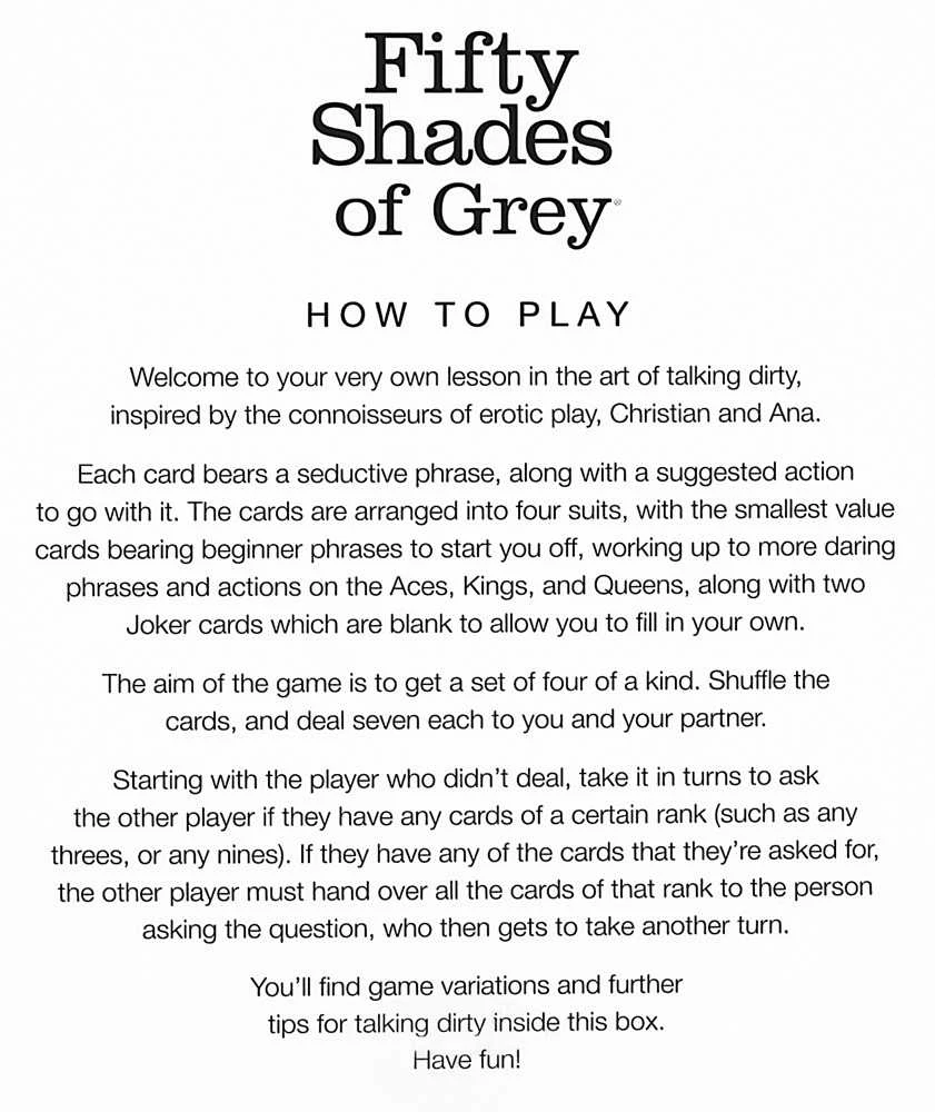 Fifty Shades of Grey FSOG Žaisk „Gero pokalbio nešvarių kalbų kortelė“