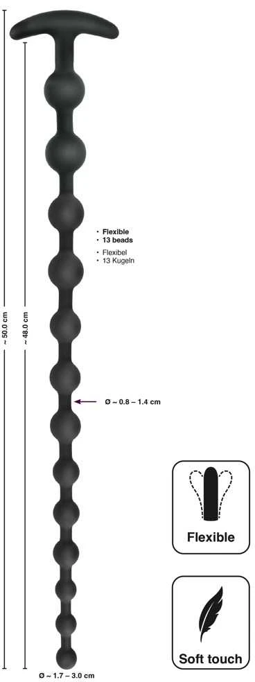 Juodas Velvets Anal Beads Silic