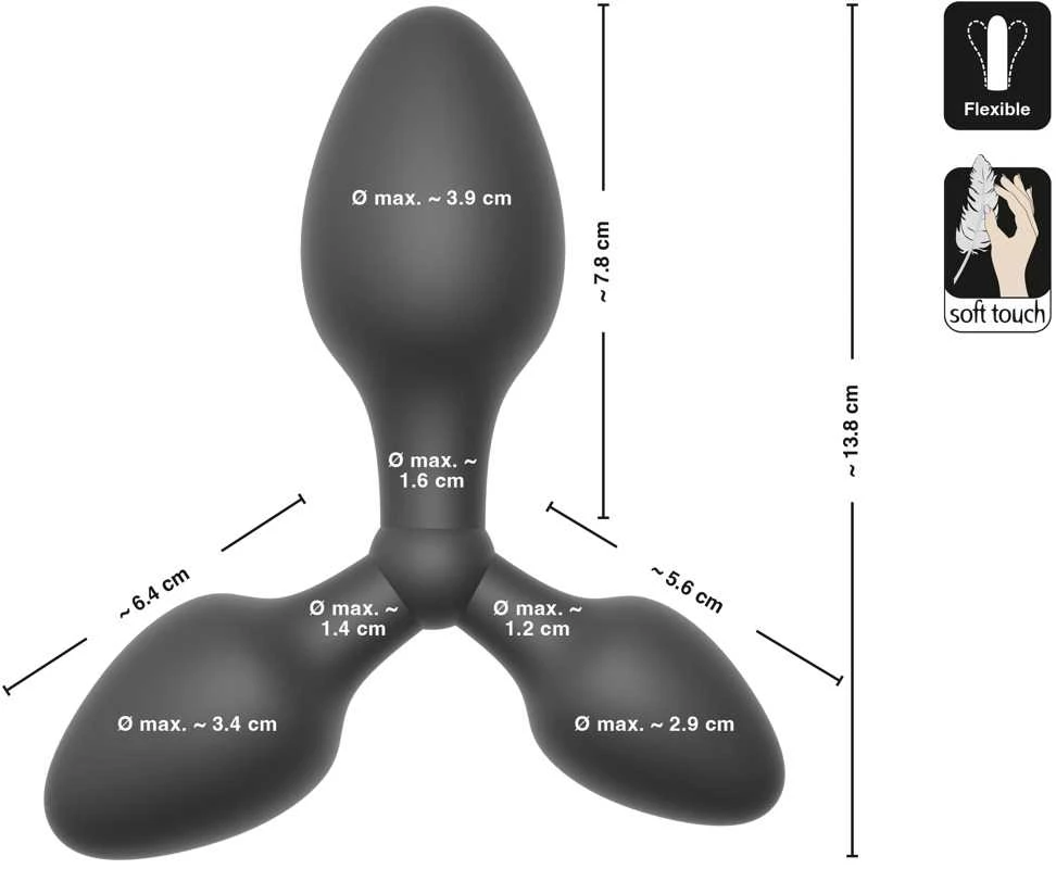 Juodas Velvets Triple Butt Plug