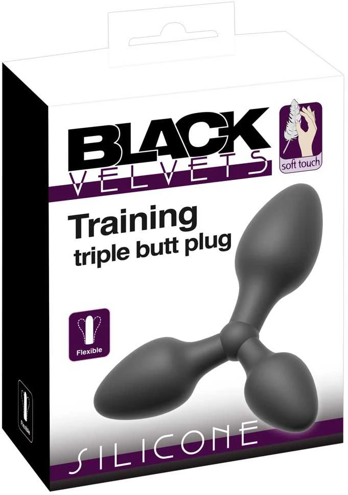 Juodas Velvets Triple Butt Plug