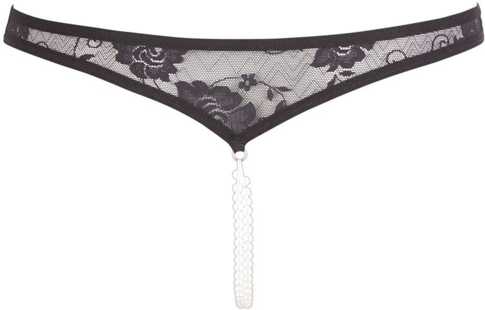 Cottelli Lace String Pearls juodas L