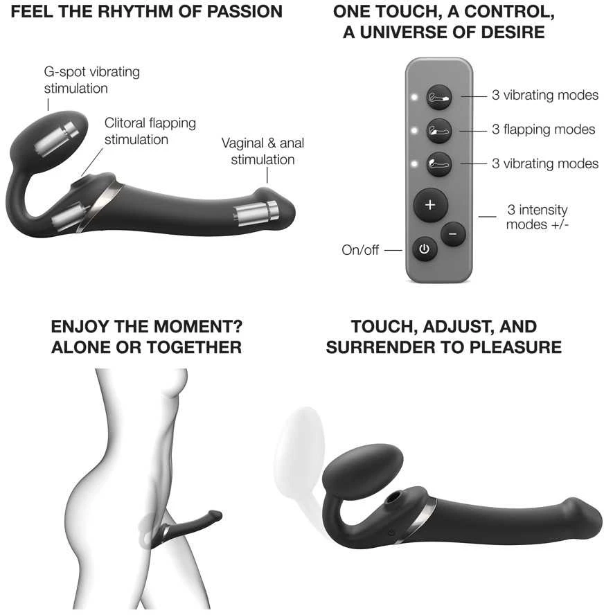 Strap-On-Me - Strap-on Multi Orgasm Remote Controlled 3 Motors Juodas S