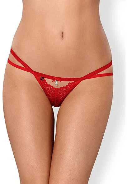 Obsessive Obsesinis - 838-THO-3 stringai Raudona S/M