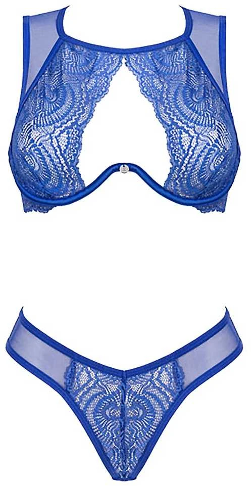 Mėlyna Obsessive - Giselia set Mėlyna M/L seksualus liemenėlės ir kelnaičių komplektas