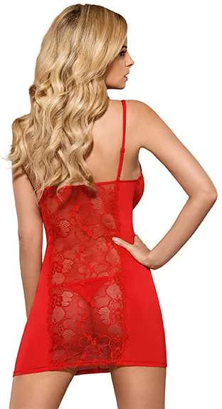 Obsessive – Heartina chemise ir stringai raudoni 2XL/3XL