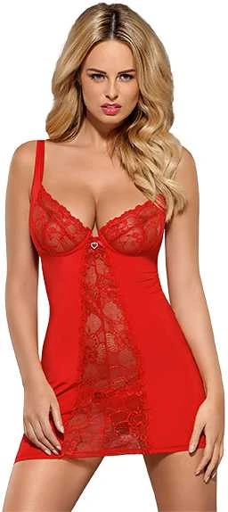 Obsessive – Heartina chemise ir stringai raudoni L/XL