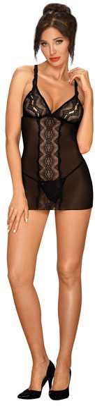 Obsessive - Lucita Chemise & Thong Juodas L/XL