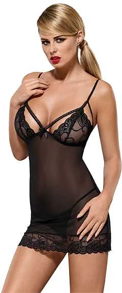 Obsessive - Wonderia chemise & thong juodas S/M