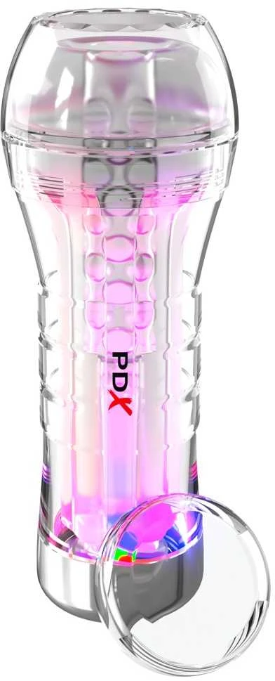 „Pipedream PDX ELITE“ vaizdo vamzdelis su permatomu „EZ-GRIP“ LED strokeriu