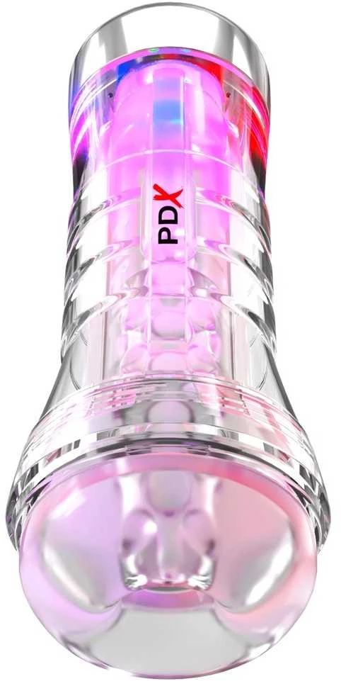 „Pipedream PDX ELITE“ vaizdo vamzdelis su permatomu „EZ-GRIP“ LED strokeriu