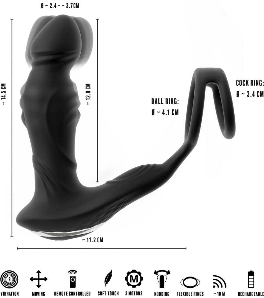 RC vibruojantis prostatos kamštis Nod