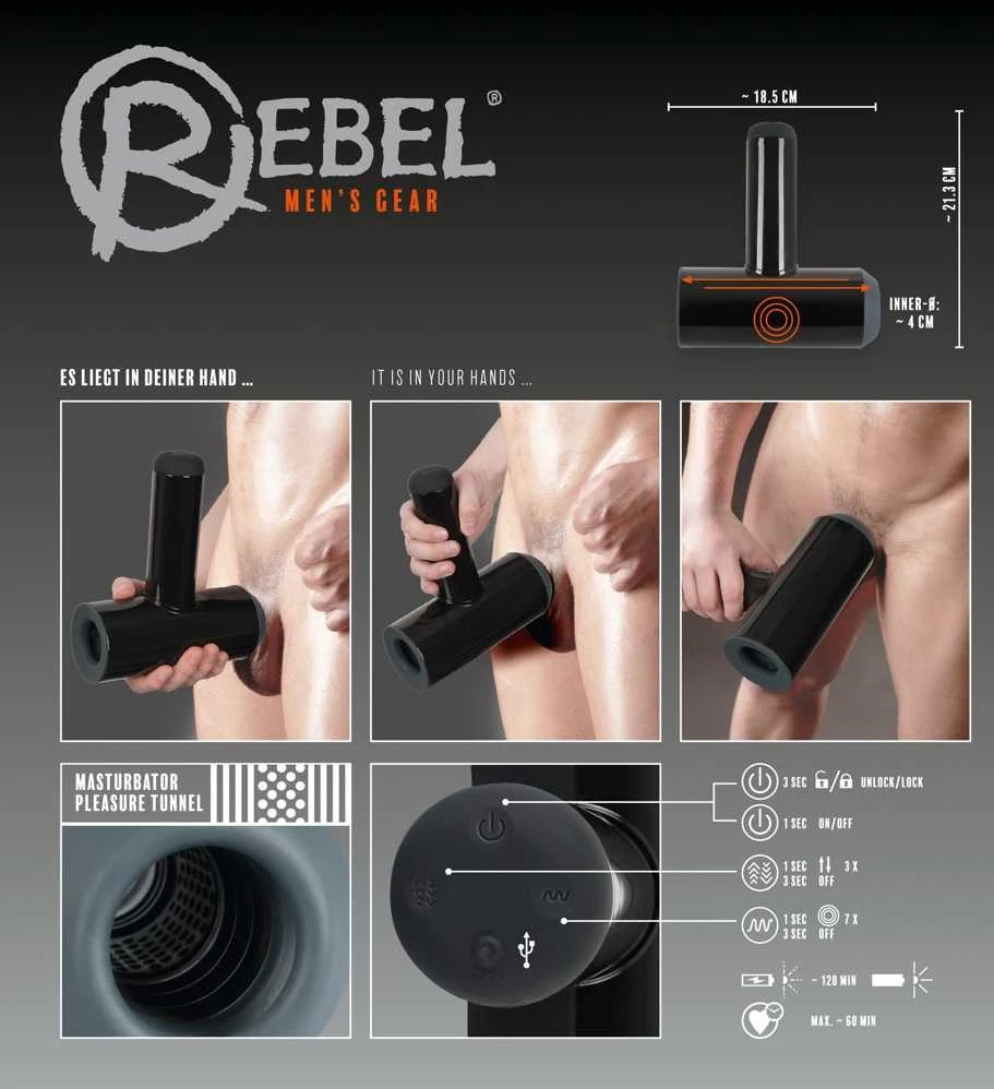 Rebel Sukilėlių masturbatorius su 2 funkcijomis