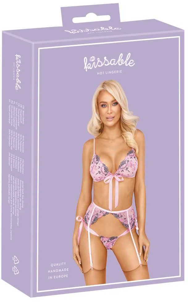 seksualus 2 dalių komplektas Bra Set Embroidery L/XL