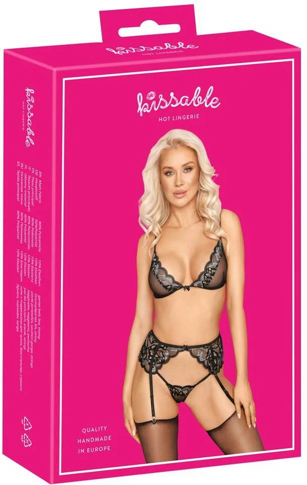 seksualus 2 dalių komplektas Bra Suspender Set L/XL
